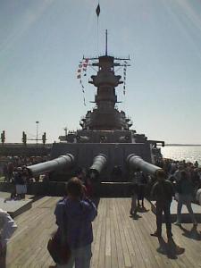 Looking aft in to the business end of nos. 1 and 2 turrets
