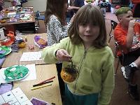 Catriona with her pumpkin head